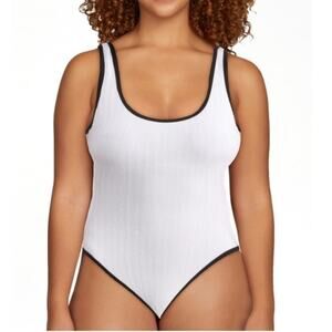 No Boundaries Herringbone Crinkle One Piece Cheeky Swimsuit Plus Size 20 XXL